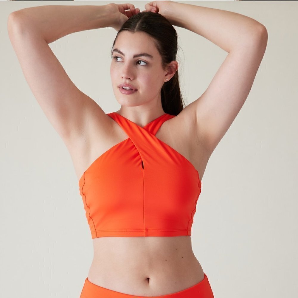 Athleta Crossed Bikini Top Orange